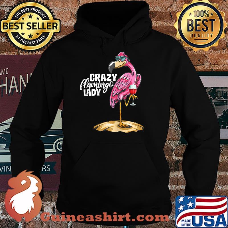 Womens Crazy Flamingo Lady Flamingo Wine Lover Fun Party Drinking T-Shirt Hoodie