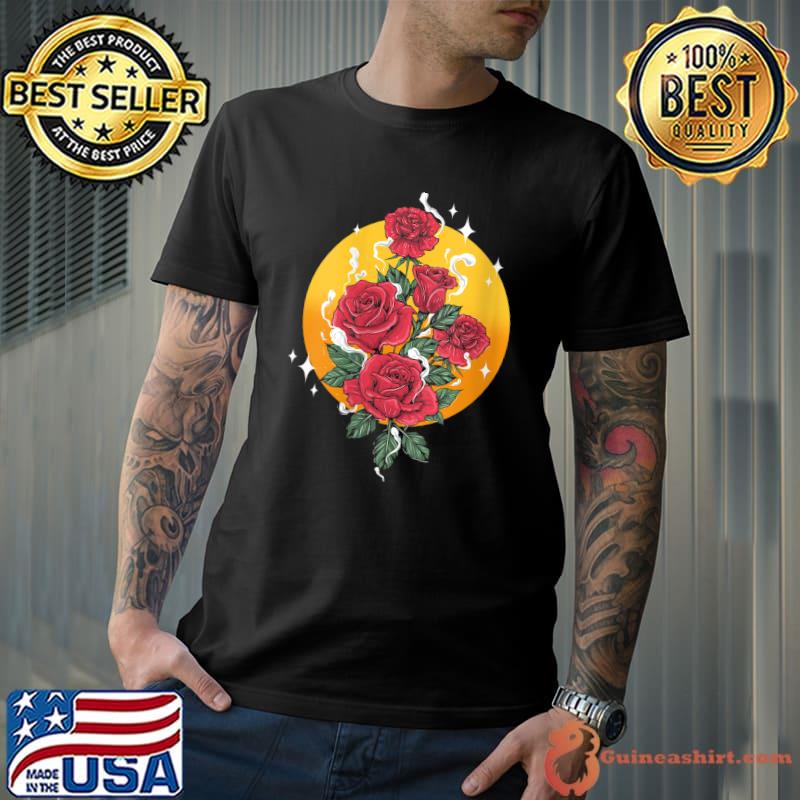 Womens Roses Sunset Flowers T-Shirt