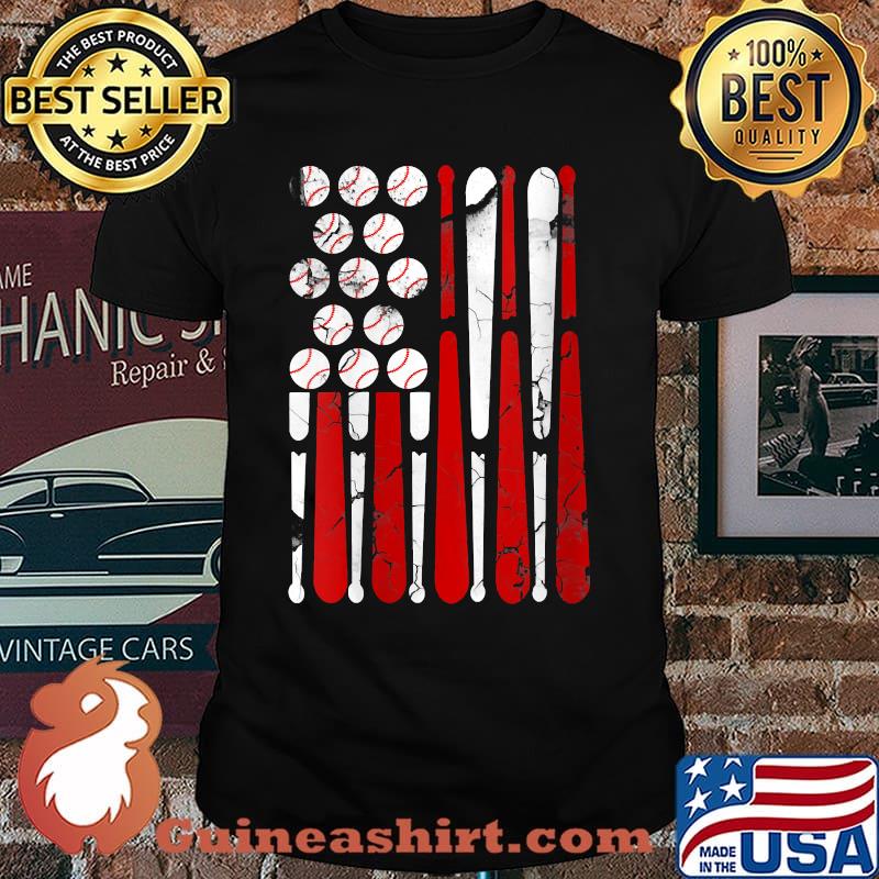 Womens Vintage Baseball Tees American USA Flag T-Shirt