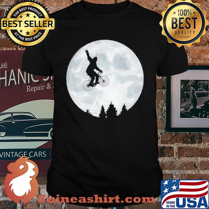 Yeti Riding Moon Bike Halloween Lunar Cycling Bigfoot Shirt