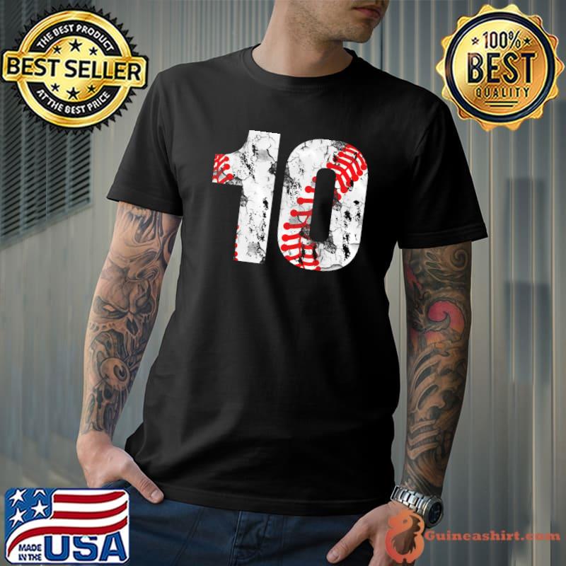 10 Years Old Gifts Number 10 Baseball 10th Birthday Boy Girl T-Shirt