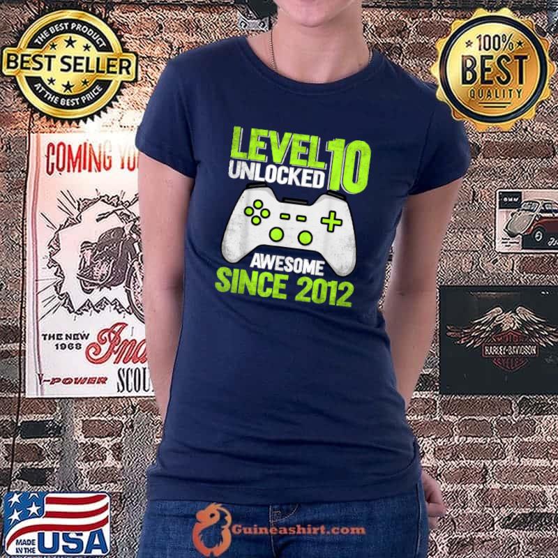 10th Birthday funny Video Game Level10 Unlocked Awesome 2012 T Shirt Ladiestee