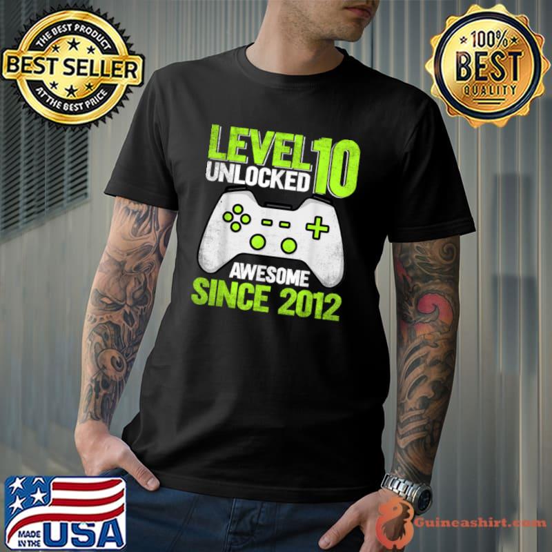 10th Birthday funny Video Game Level10 Unlocked Awesome 2012 T Shirt Unisex
