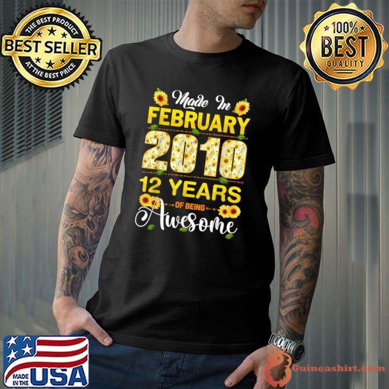 12th Birthday Flowers Gift for Women Born in February 2010 T-Shirt