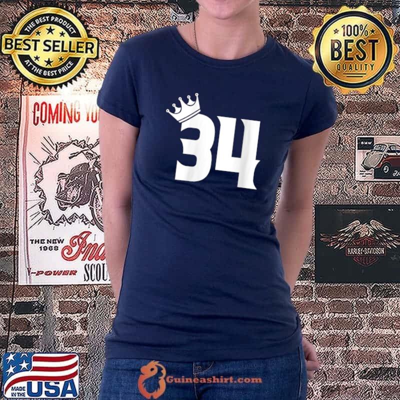 34th Birthday Women Men Vintage Number 34 With Crown T-Shirt Ladiestee