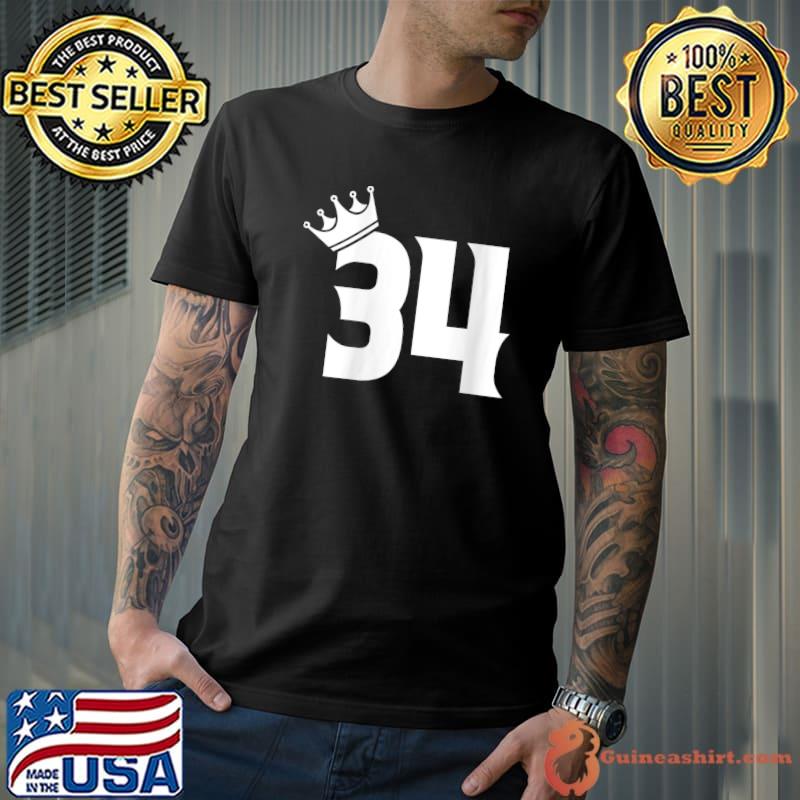 34th Birthday Women Men Vintage Number 34 With Crown T-Shirt Unisex