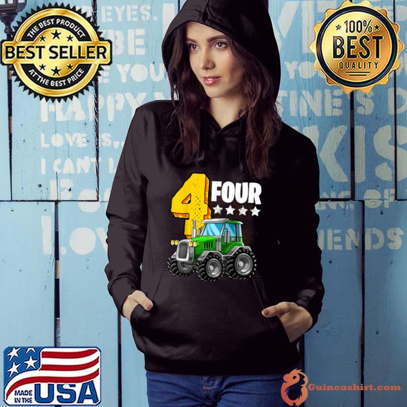 4th Tractor Birthday Party Farm Educational 4 Year Old Boys T-Shirt Hoodie