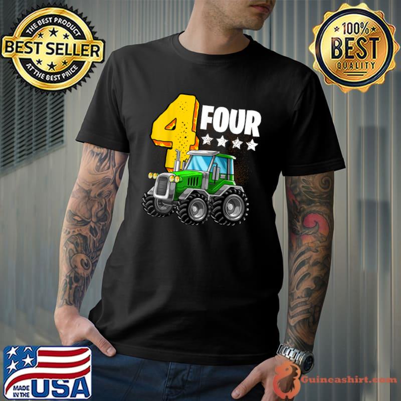 4th Tractor Birthday Party Farm Educational 4 Year Old Boys T-Shirt