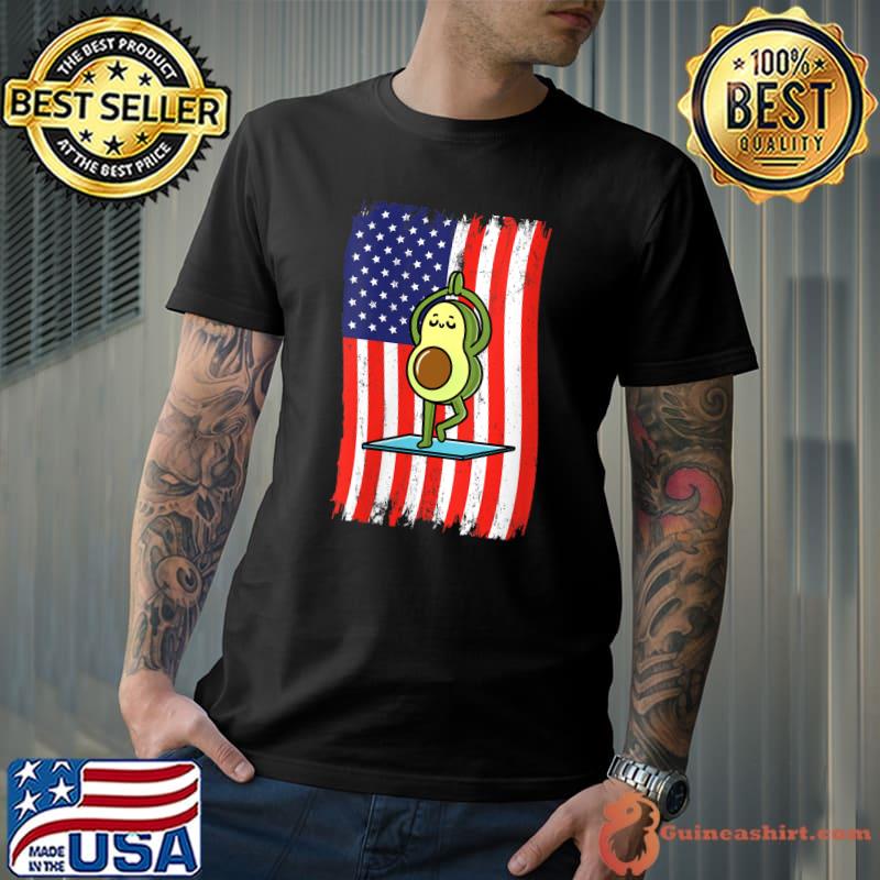 Awesome american Flag Avocado Yoga T-Shirt