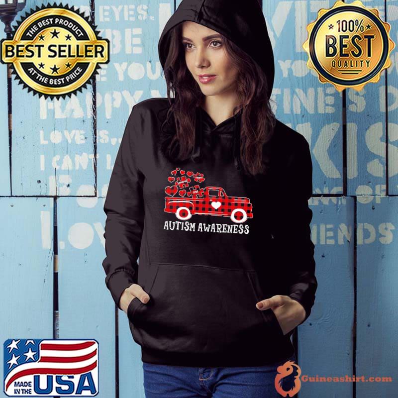 Awesome Autism awareness tractor red plaid Hoodie