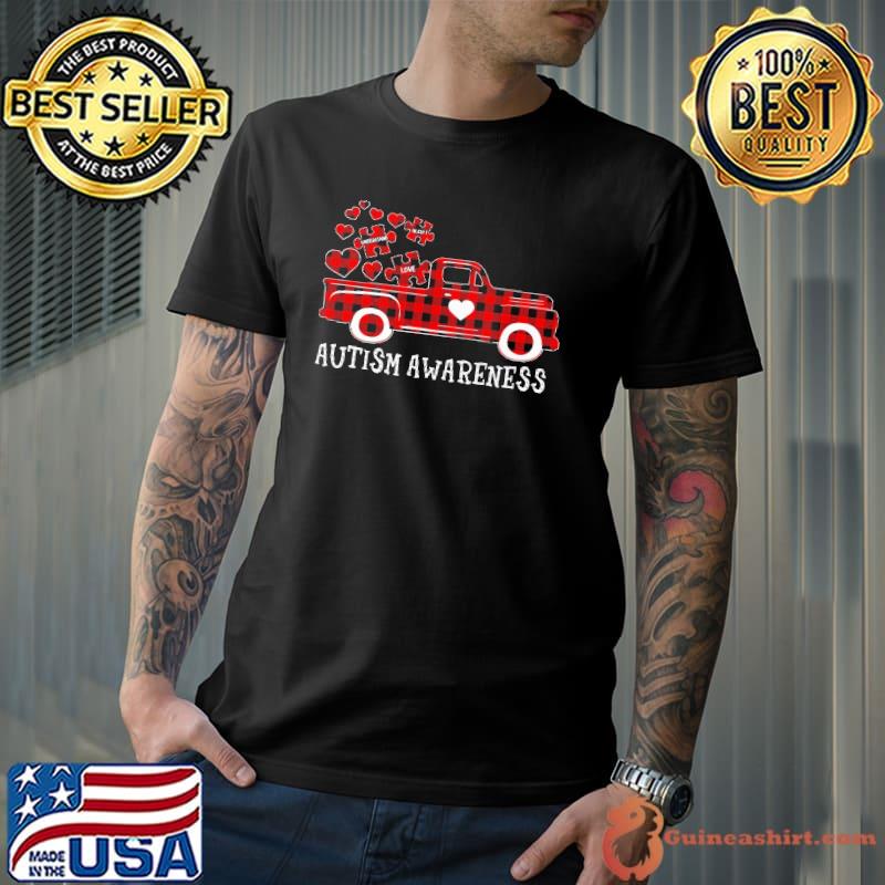 Awesome Autism awareness tractor red plaid shirt