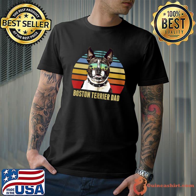 Awesome boston Terrier Best Dog Dad Ever Retro Beach Vibe vintage T-s Unisex