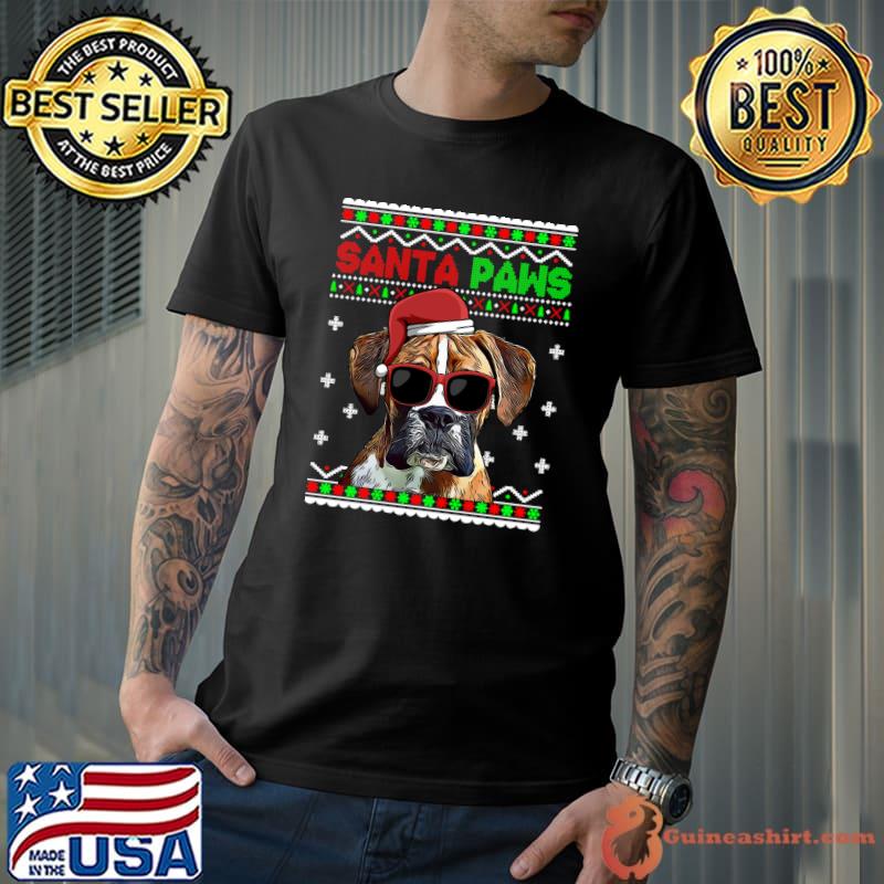 Awesome boxer Dog Funny Santa Paws Christmas T-shirt