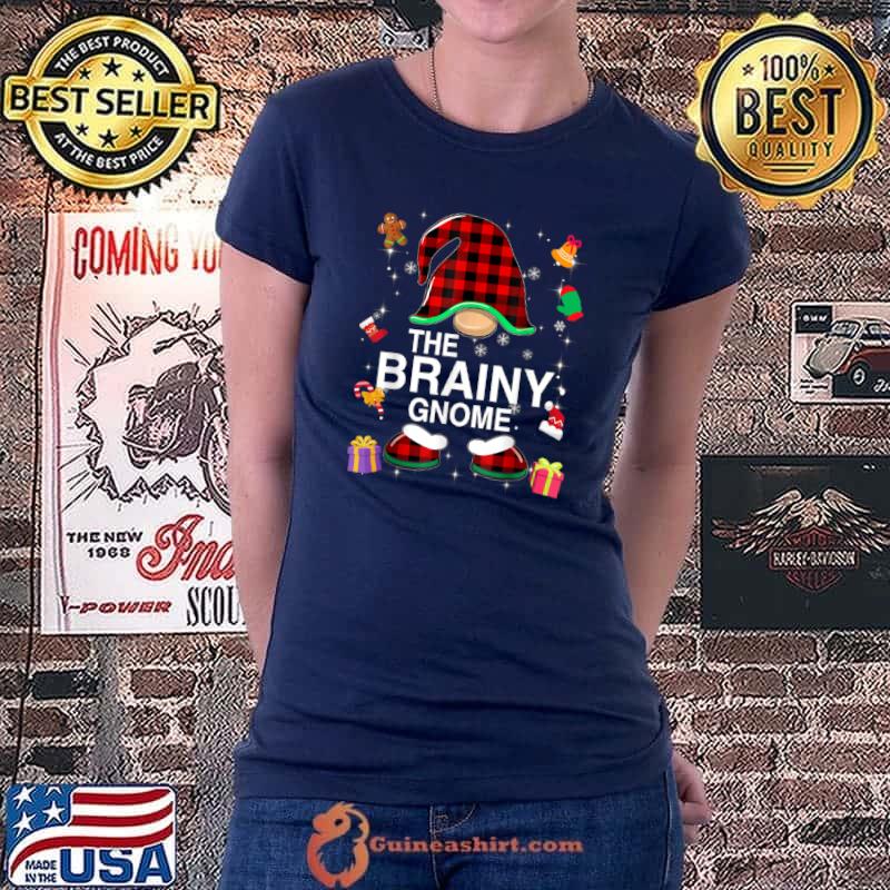 Awesome brainy Gnome Buffalo Plaid Matching Family Christmas T Shirt Ladiestee
