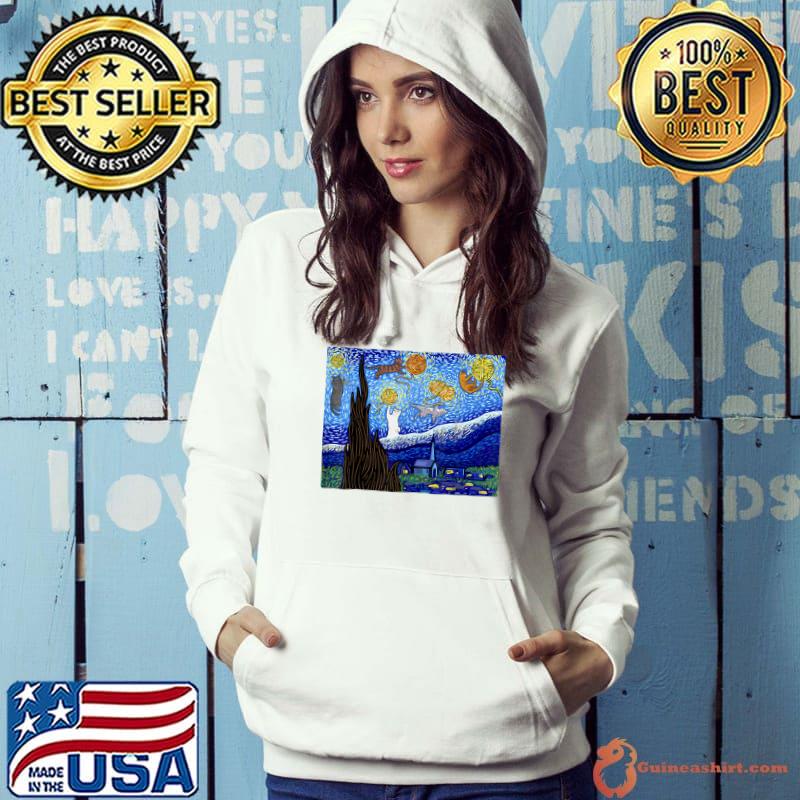 Awesome cat Crochet Starry Night T-Shirt Hoodie