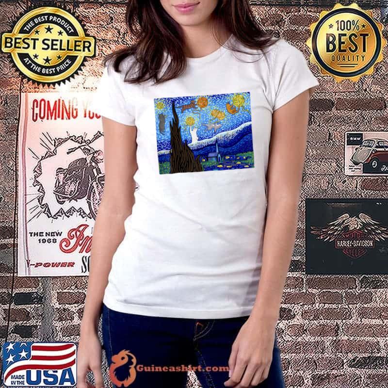 Awesome cat Crochet Starry Night T-Shirt Ladiestee