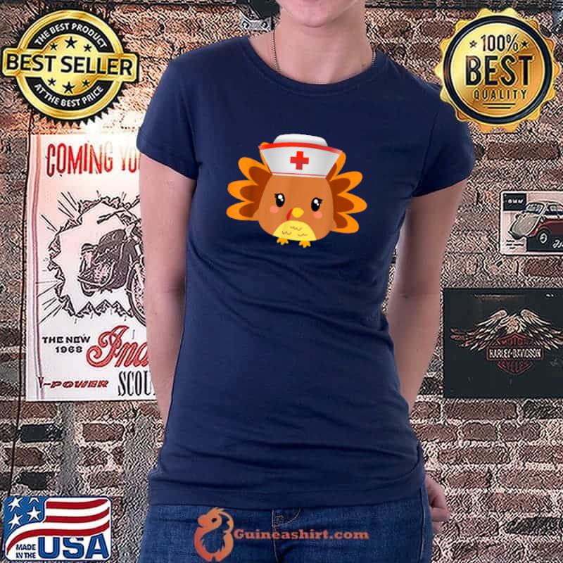 Awesome Cute Nurse Thanksgiving Turkey Scrubs Coffee Gloves Turkey T Shirt Ladiestee
