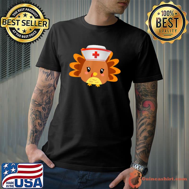 Awesome Cute Nurse Thanksgiving Turkey Scrubs Coffee Gloves Turkey T Shirt Unisex