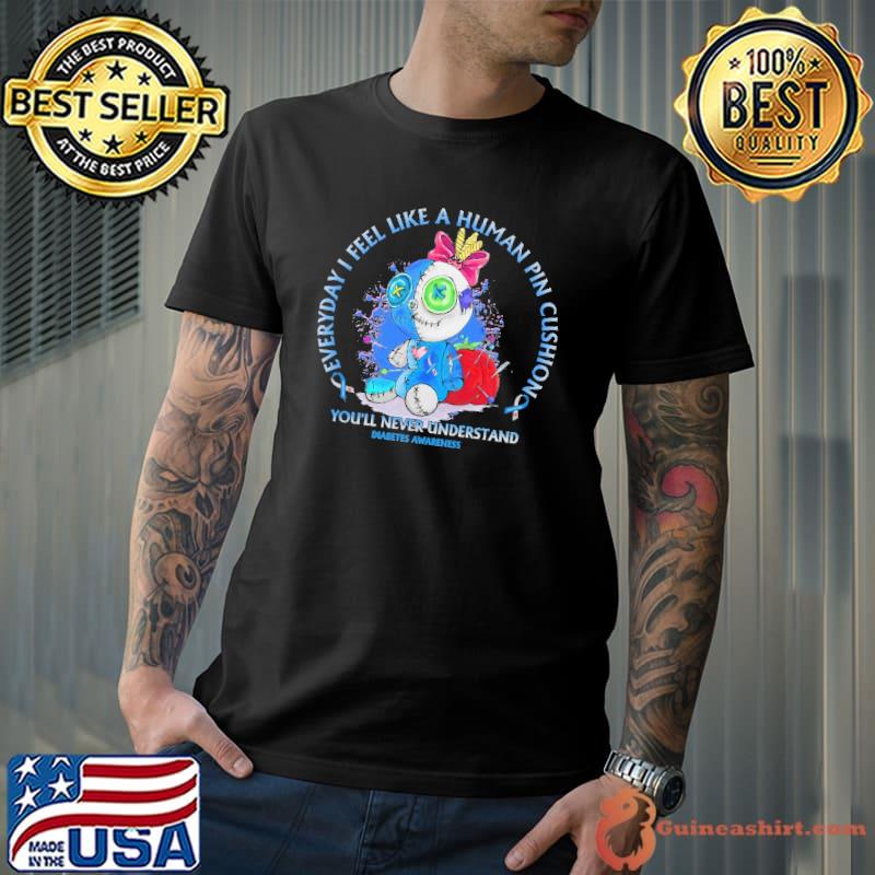 Awesome Everyday I Feel Like A Human Pin Cushion Voodoo Doll Youll Never Understand Diabetes Awareness shirt