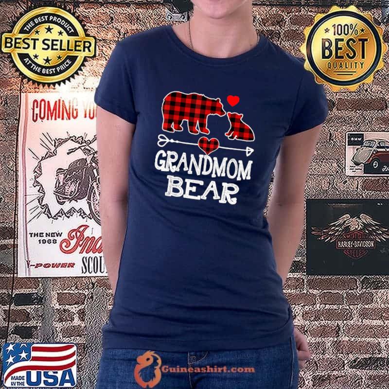 Awesome grandmom Bear Christmas Pajama Red Plaid Buffalo T-Shirt Ladiestee
