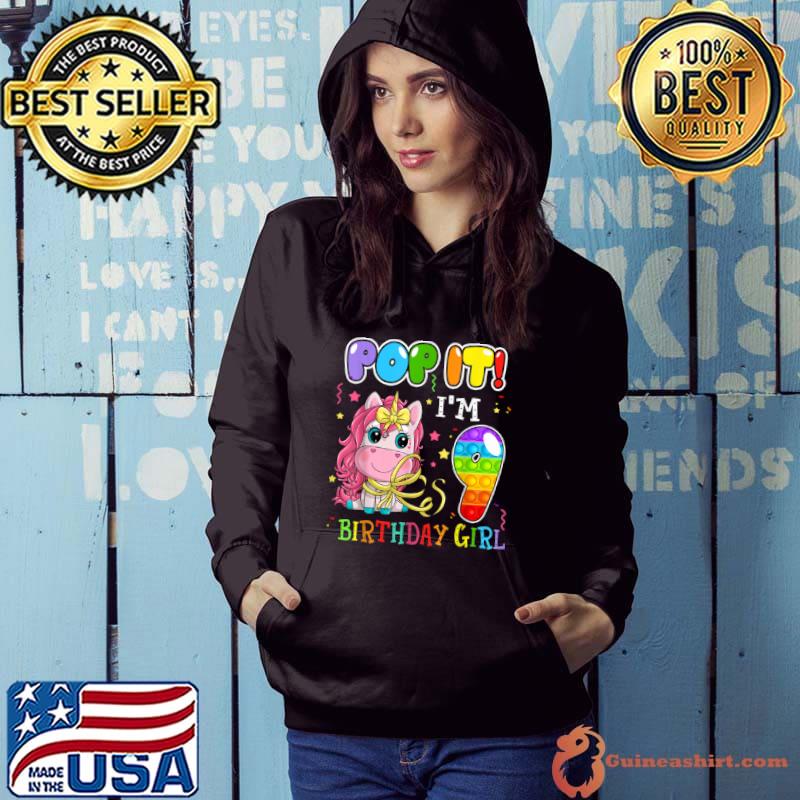 Awesome i’m 9 Years Old 9th Birthday Unicorn Girls Pop It Fidget T Shirt Hoodie