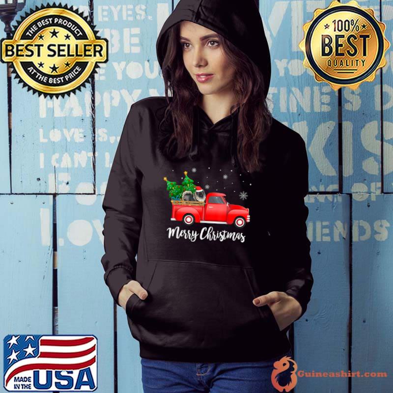 Awesome keeshond Dog Riding Red Truck Christmas T Shirt Hoodie