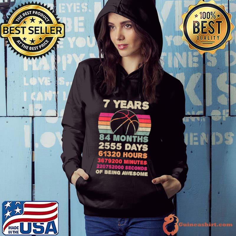 Awesome Kids 7 Year Old Basketball Birthday Seventh 7th Birthday Boy Girl T Shirt Hoodie