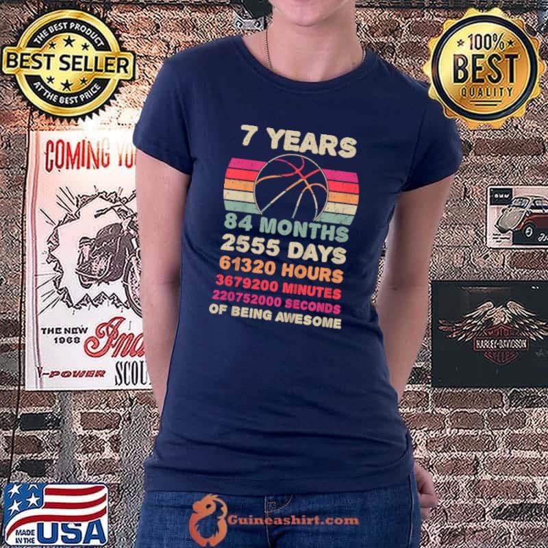 Awesome Kids 7 Year Old Basketball Birthday Seventh 7th Birthday Boy Girl T Shirt Ladiestee
