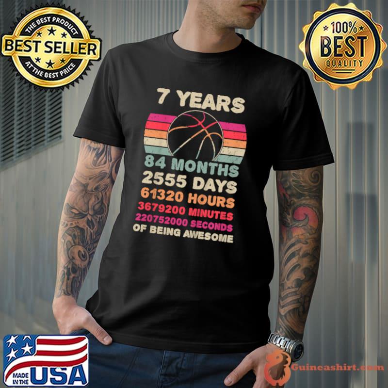 Awesome Kids 7 Year Old Basketball Birthday Seventh 7th Birthday Boy Girl T Shirt