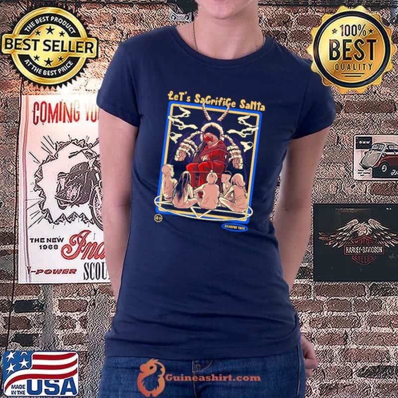 Awesome Let’s Sacrifice Santa Funny Krampus Kids Game Goth Christmas T Shirt Ladiestee