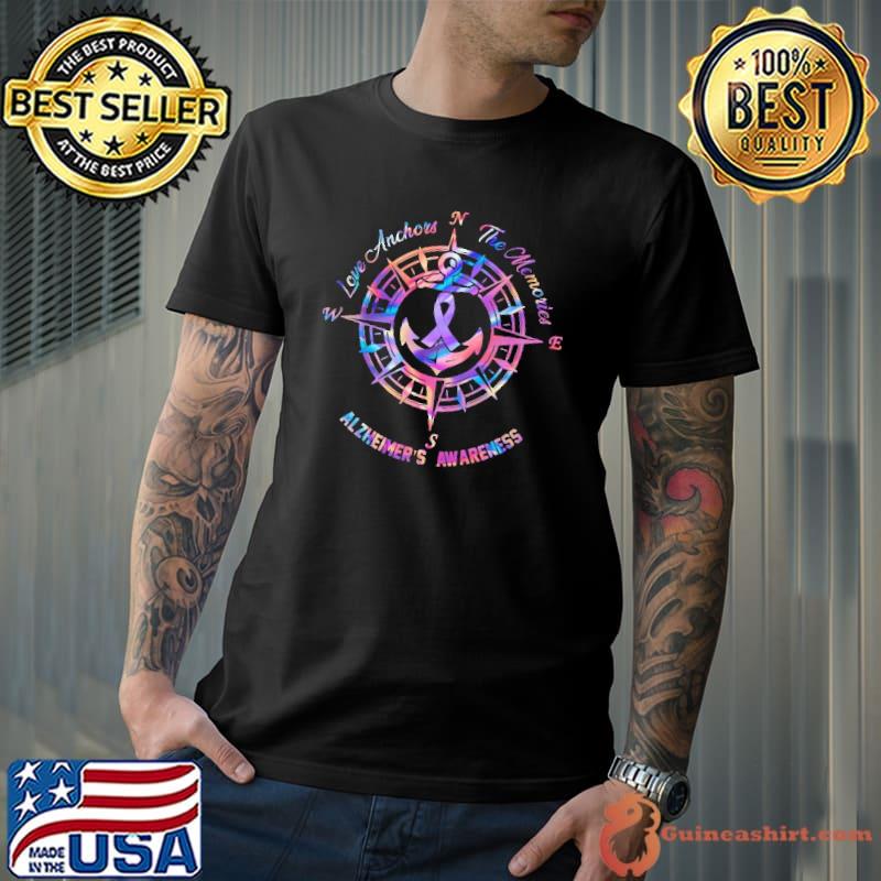 Awesome Love anchors the memories alzheimers awareness hologram shirt