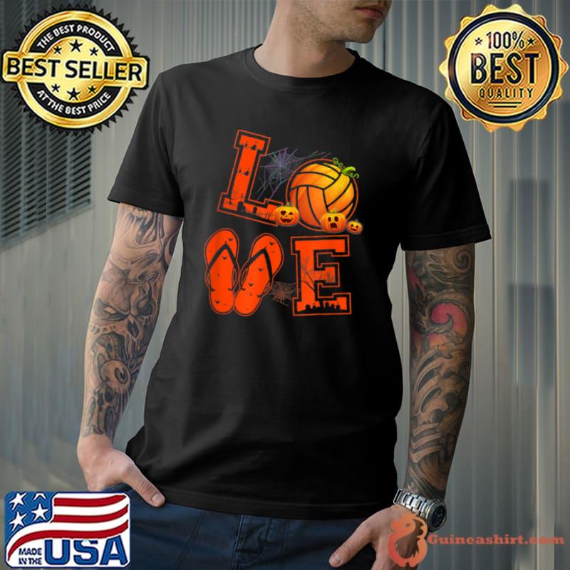 Awesome LOVE Volleyball Lovers Pumpkin Witch Halloween Costume T Shirt