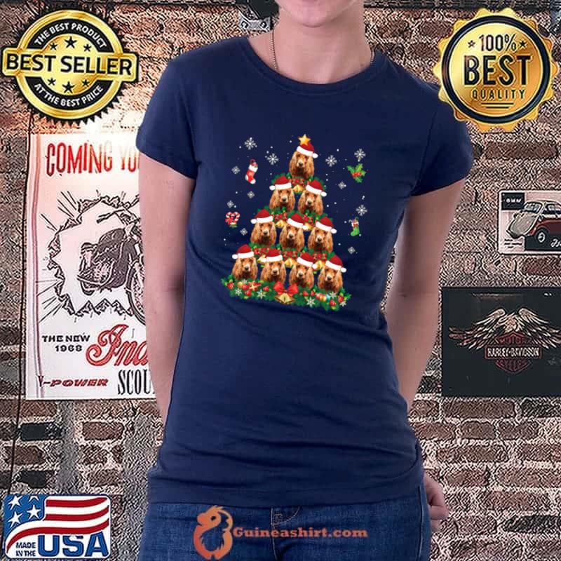 Awesome merry Christmas English Cocker Spaniel Dog Santa Tree Pajama T-Shirt Ladiestee