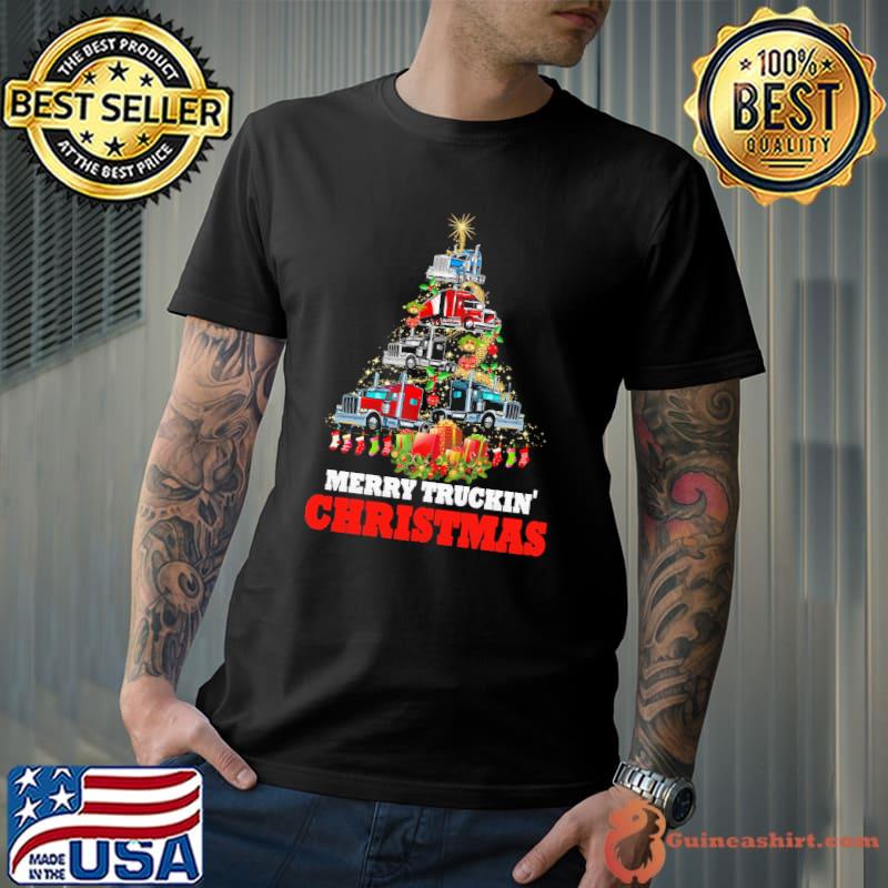 Awesome Merry Truckin Christmas Trucker Shirt Unisex