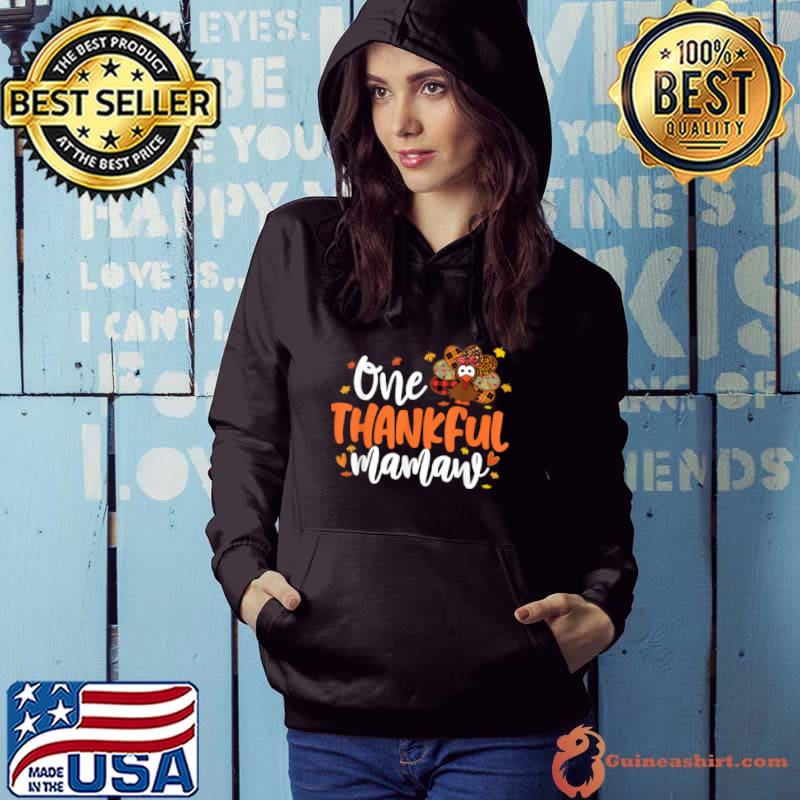 Awesome One Thankful Mamaw Turkey Leopard Plaid Thanksgiving Family T Shirt