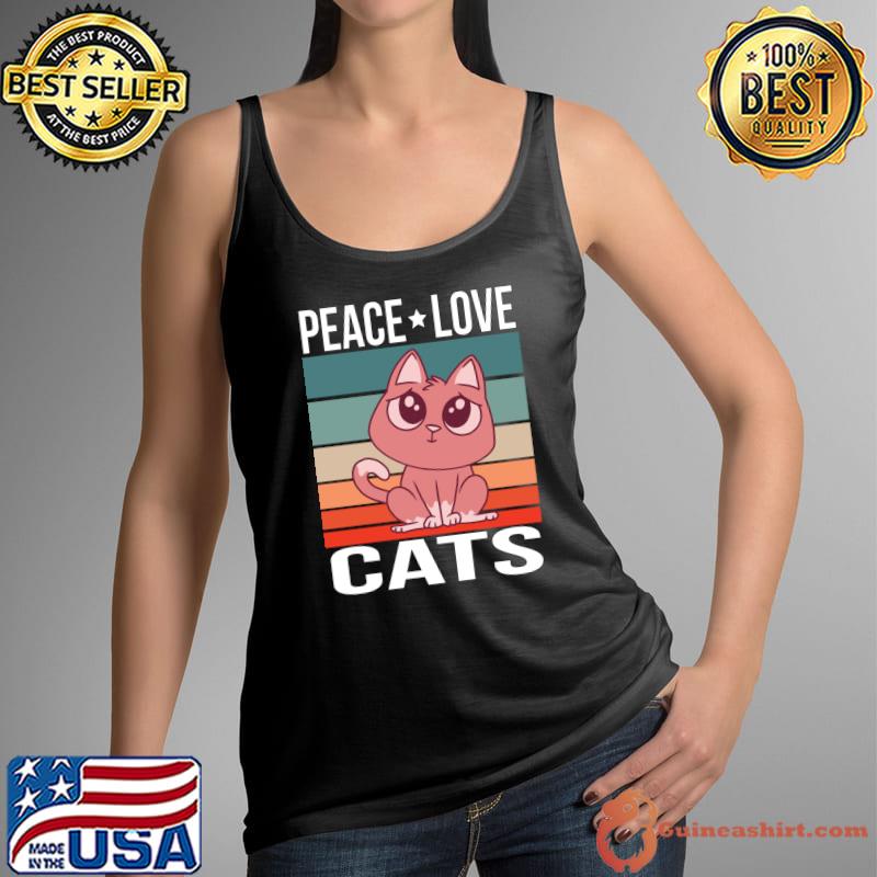Awesome peace Love Cats Quote Retro Kitten Vintage T-Shirt Tank Top