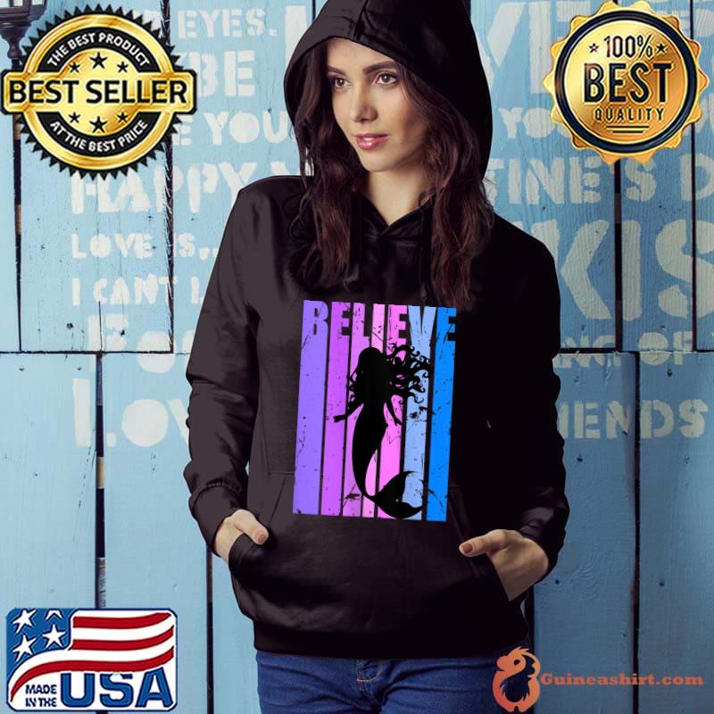 Beautiful Mermaid Womens Girls Magical Retro Distressed Pink T-shirt