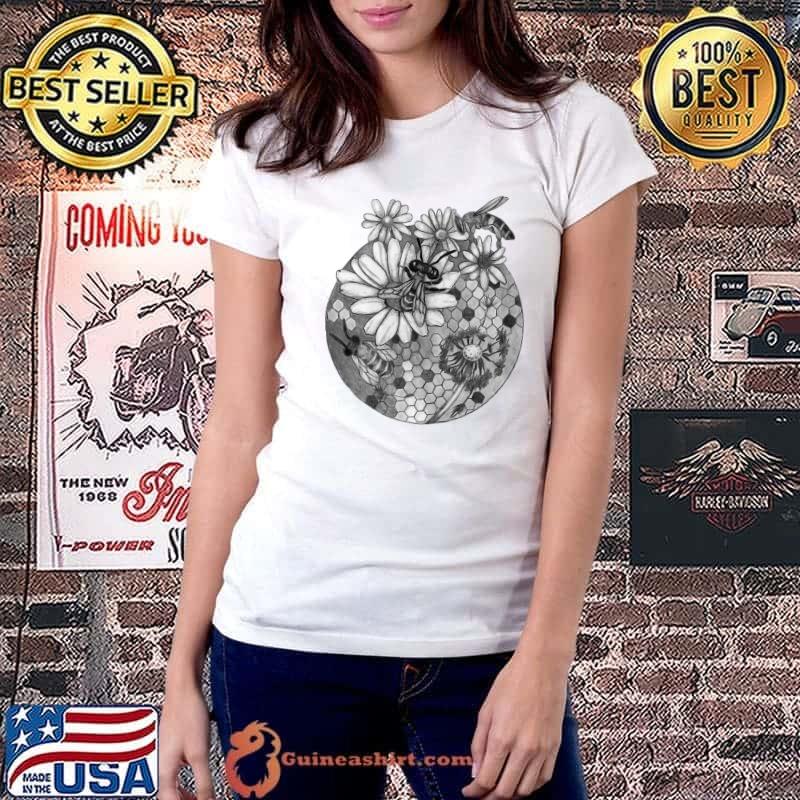 Bees and daisies flowers insects flying pollen compound eyes T-s Ladiestee