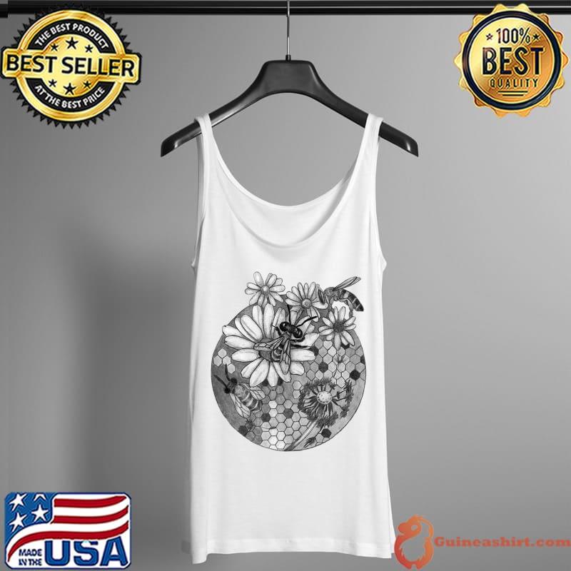 Bees and daisies flowers insects flying pollen compound eyes T-s Tank Top