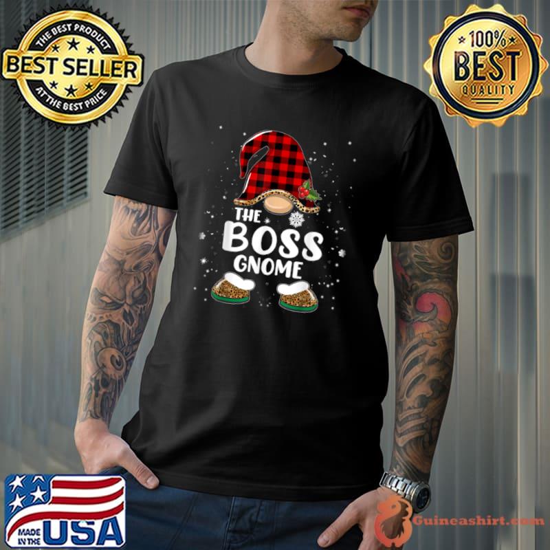 Best boss Gnome Buffalo Plaid Matching Family Christmas Pajama T Shirt