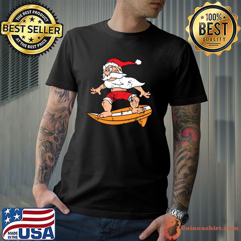 Best christmas Holiday Santa Claus Surfing Surfer Vintage T-Shirt