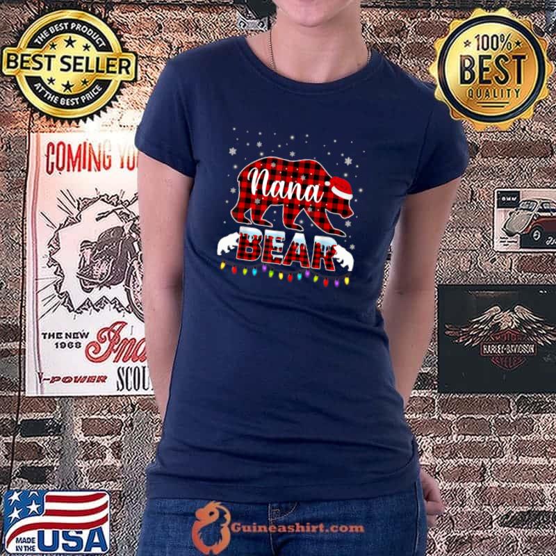 Best christmas Pajama Matching Family Red Plaid Nana Bear T Shirt Ladiestee