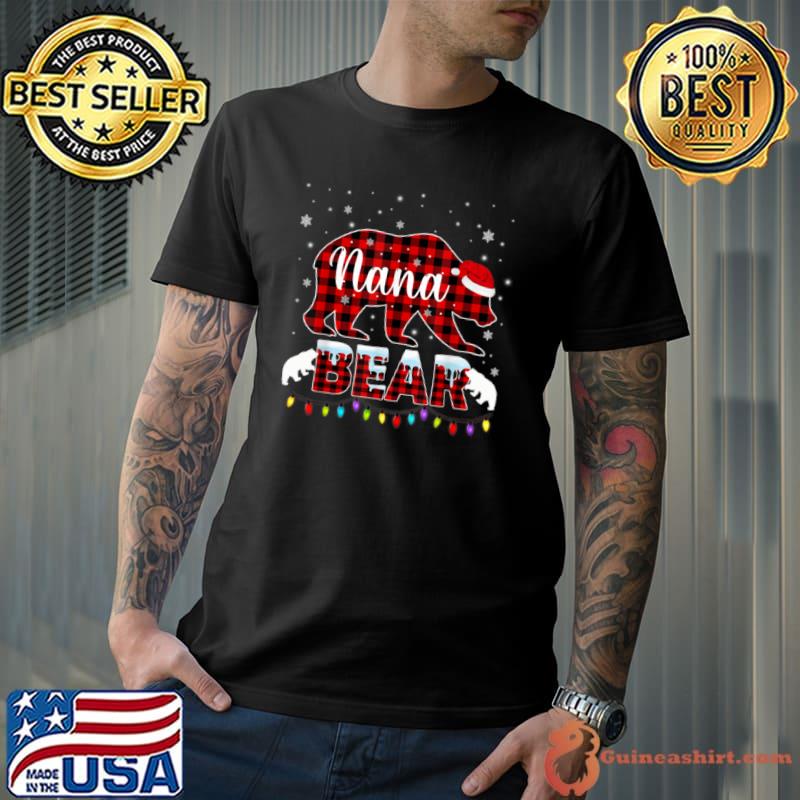Best christmas Pajama Matching Family Red Plaid Nana Bear T Shirt