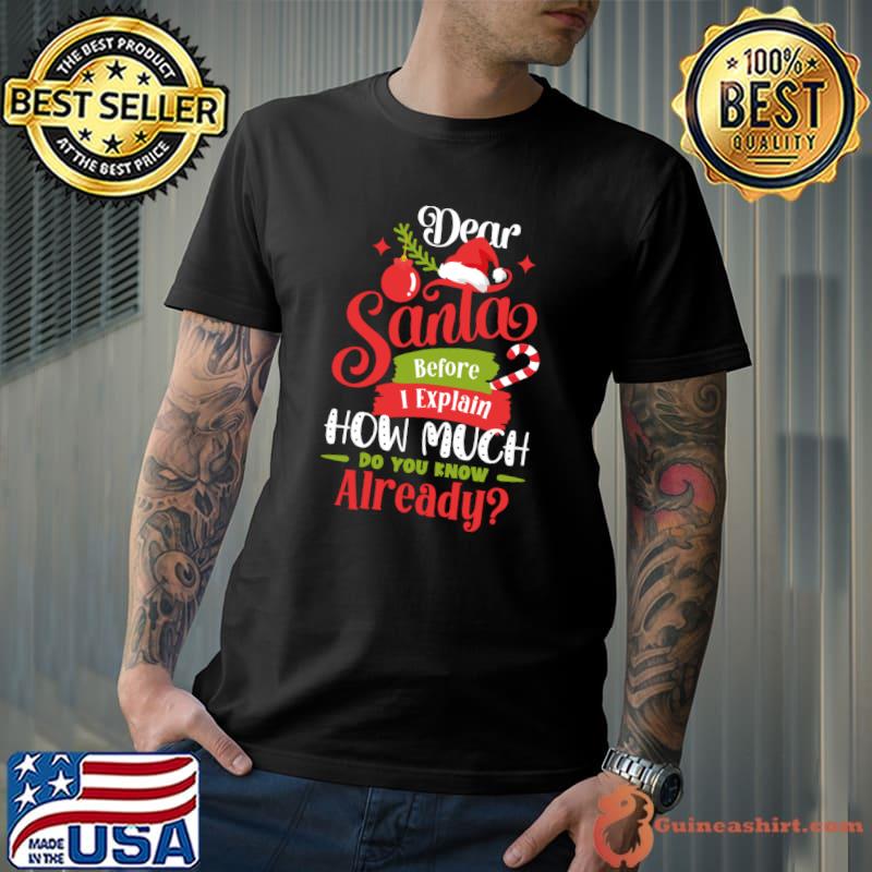 Best dear Santa Before I Explain How Much Do You Know Already T-shirt