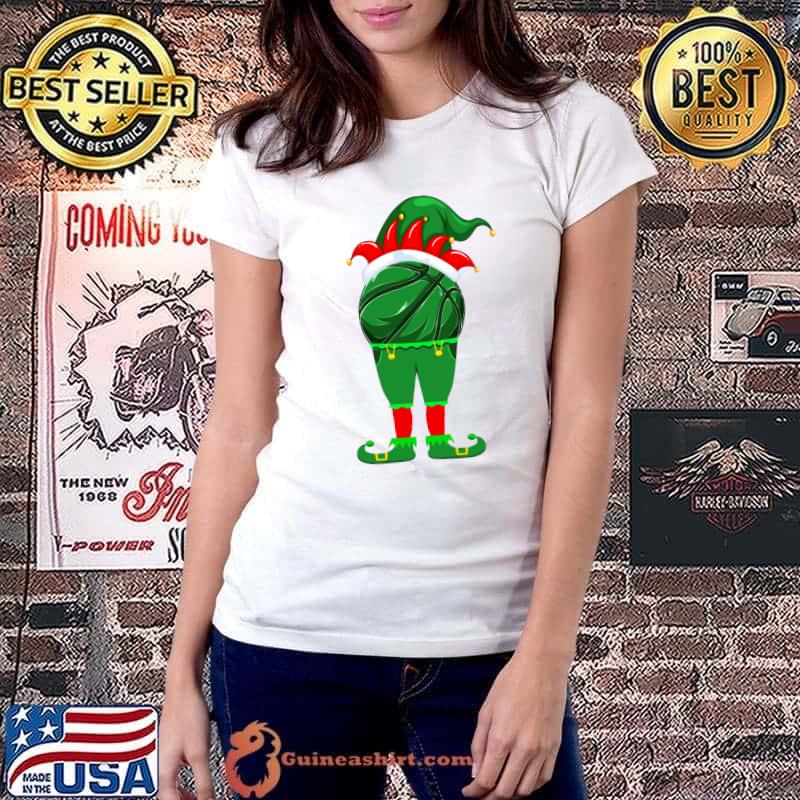 Best funny Basketball Elf Christmas Family Matching Xmas T-Shirt Ladiestee