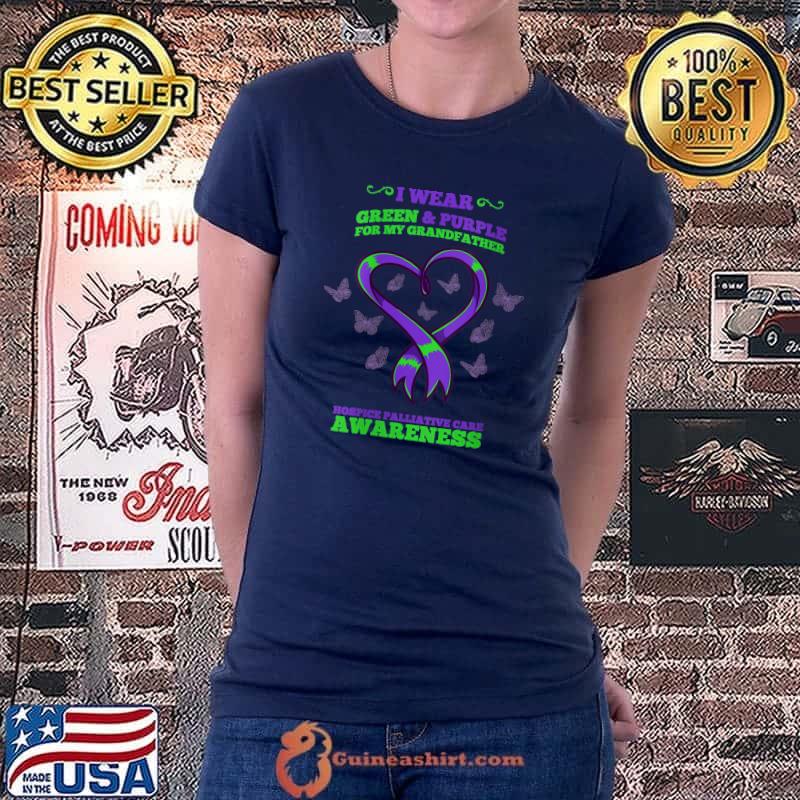 Best i Wear Green Purple Grandfather Hospice Palliative Care T-Shirt