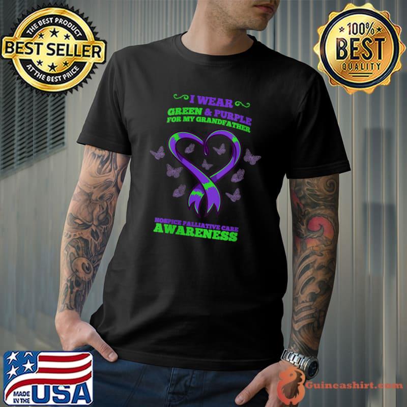 Best i Wear Green Purple Grandfather Hospice Palliative Care T-Shirt Unisex