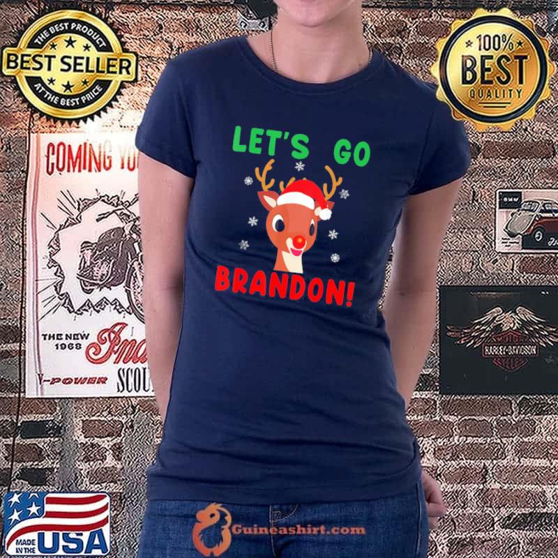 Best Let’s Go Brandon Christmas Rudolph T-Shirt Ladiestee