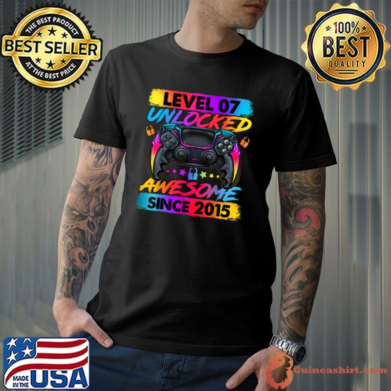 Best Level 7 Unlocked Awesome Since 2015 7th Birthday Gaming T Shirt