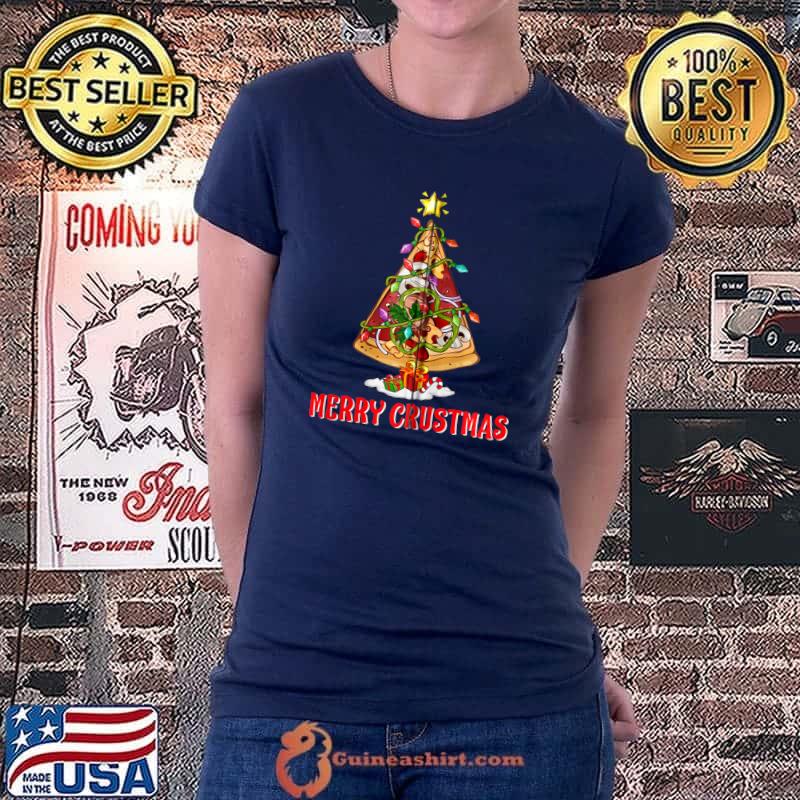 Best merry Crustmas Pizza Christmas Tree Xmas Lights T-s Ladiestee